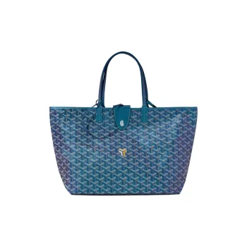 GOYARD Saint Louis Cowhide Patchwork Canvas Tote Bag Shopping Bag Handbag Shoulder Bag Small Size Unisex Pearl Blue