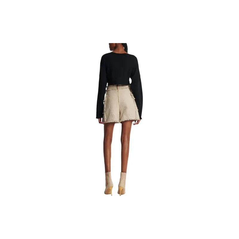 BALMAIN High-waisted Tweed Shorts-2