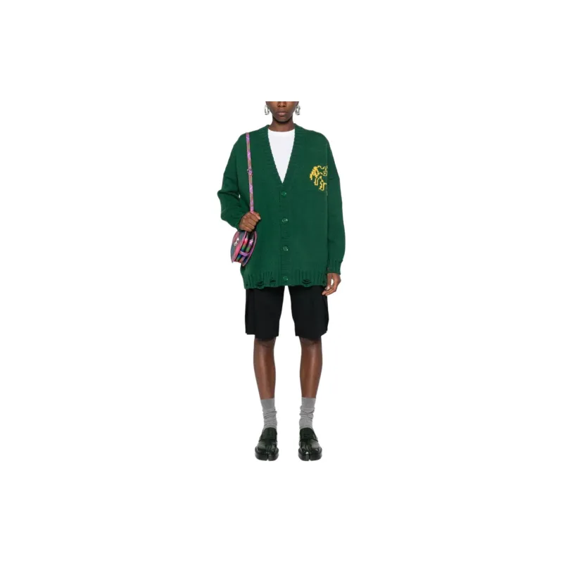 MM6 Maison Margiela Intarsia Knitted Distressed Cardigan-1