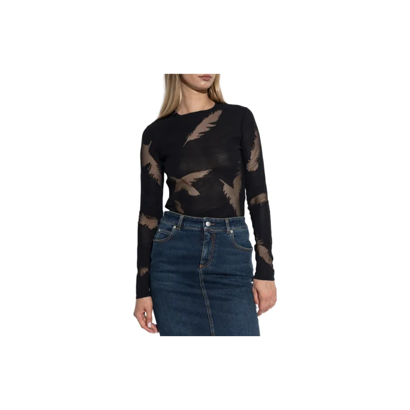 Alexander McQueen Feather Intarsia Long Sleeved Top-2