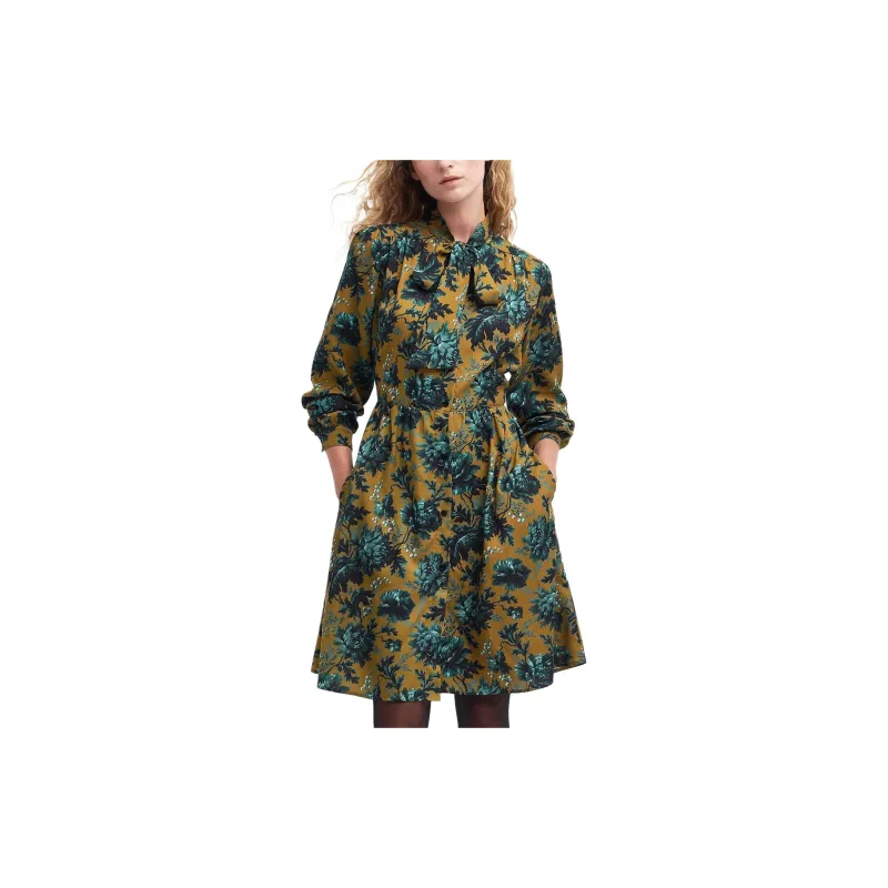 BARBOUR Mini Dress Long-Sleeved Dresses Women's Green-3