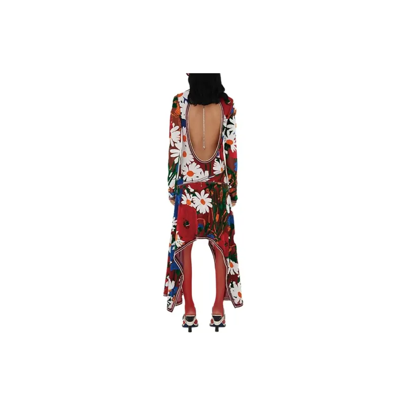Burberry Daisy Garden-print Velvet Midi Dress-4