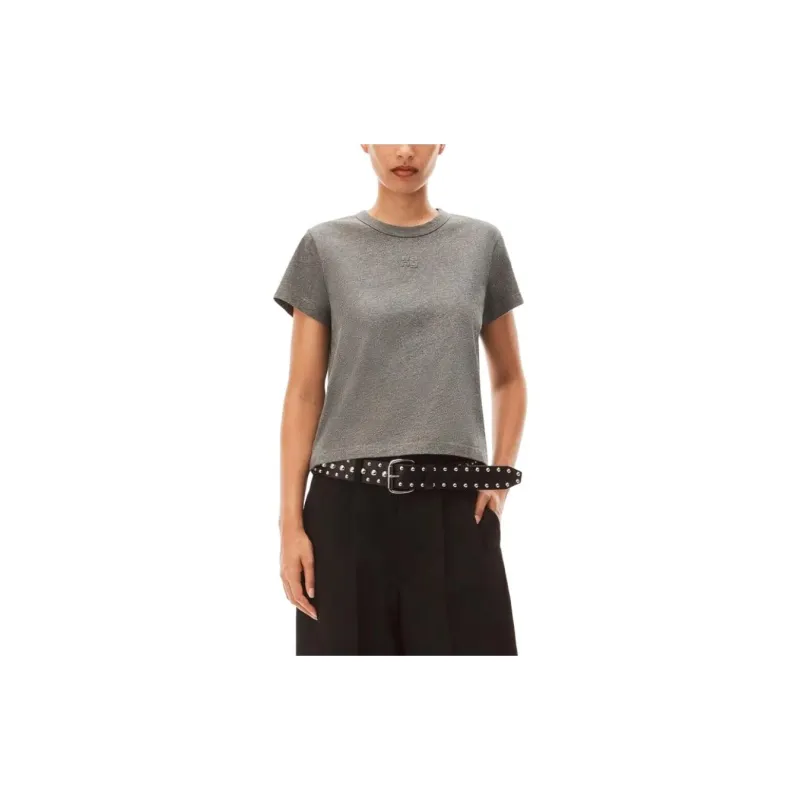 Alexander Wang Puff Logo Shrunken Tee In Glitter Jersey Sidewalk-1