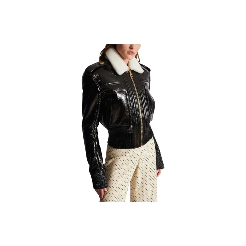BALMAIN Leather Jackets Women's Black-1