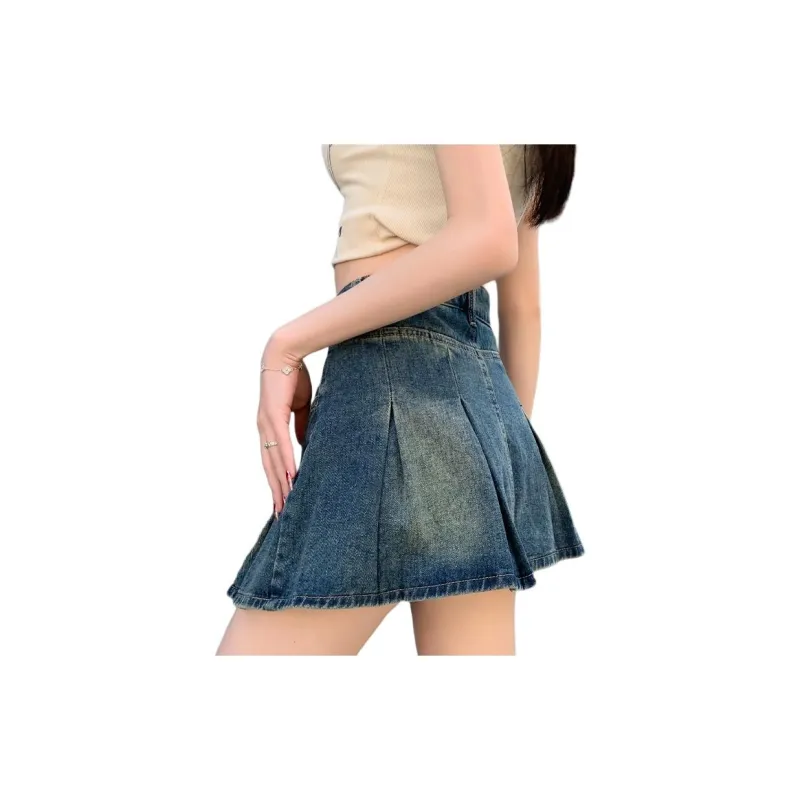 ZNZX Denim Short Skirts Women's Vintage Blue-4