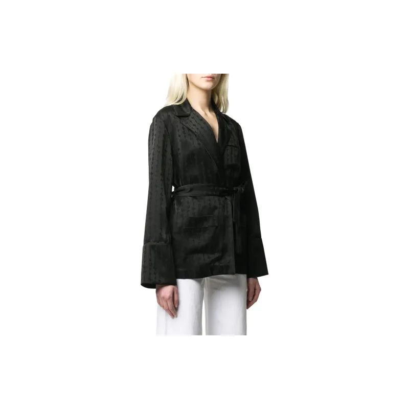 OFF WHITE Logo Embroidery Tied Blouse-2