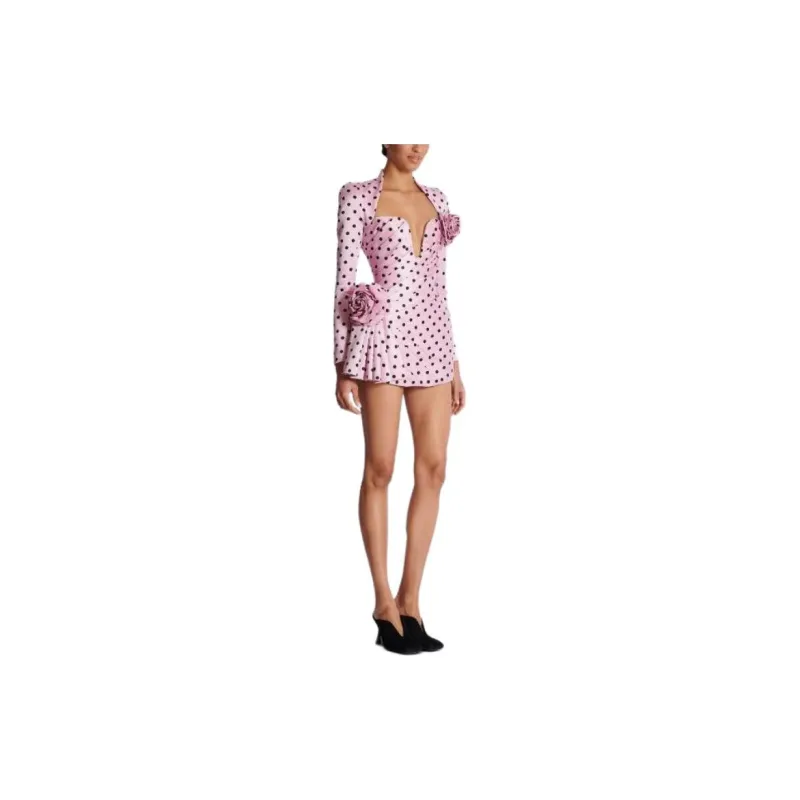 BALMAIN Polka Dot print Pleated Minidress-3