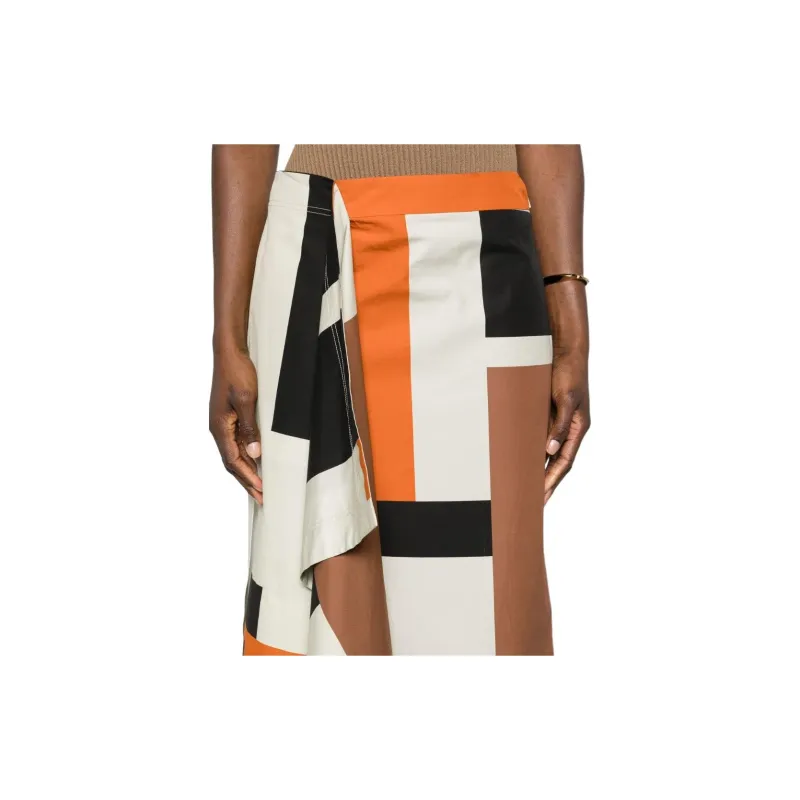 FENDI Asymmetric Hem Draped Midi Skirt-5