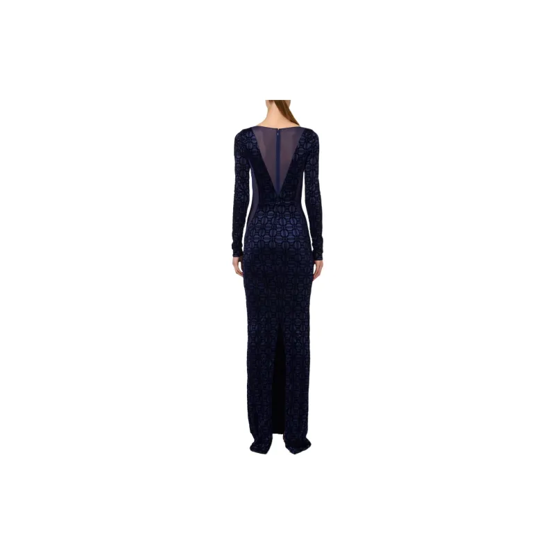 Elisabetta Franchi Red Carpet Tulle insert Flocked Dress-6