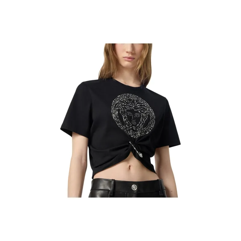 VERSACE Medusa Safety Pin Cropped T Shirt-3