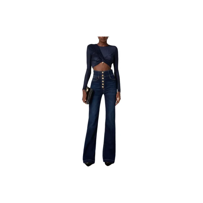 Elisabetta Franchi Press stud Placket Bell bottom Jeans-1