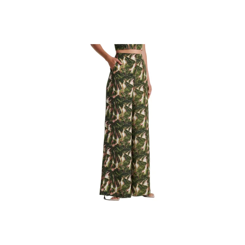 SCANLAN THEODORE Italian Printed Linen Trouser Casual Pants Women's Khaki/Khaki-2