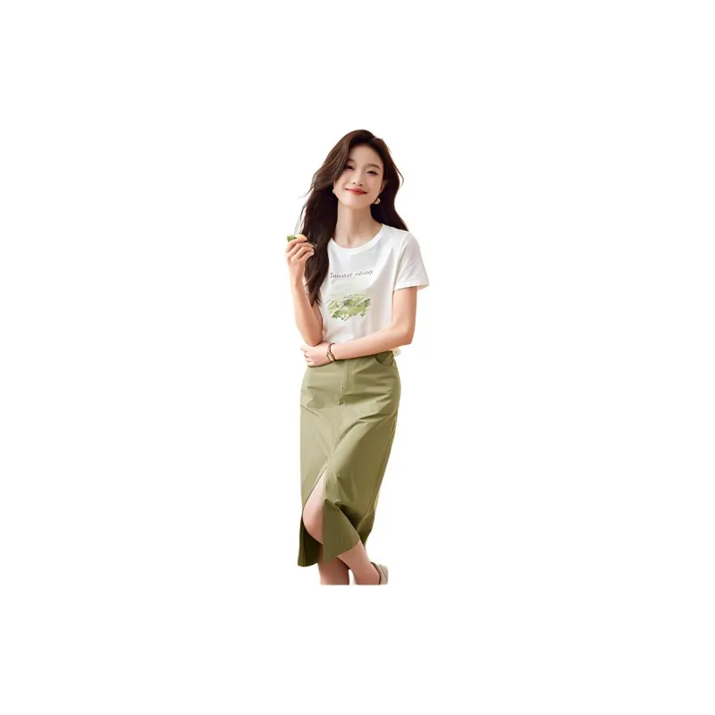 Mo Han Yi Mei Casual Suit Women's 2 Piece Set Green Floral-2