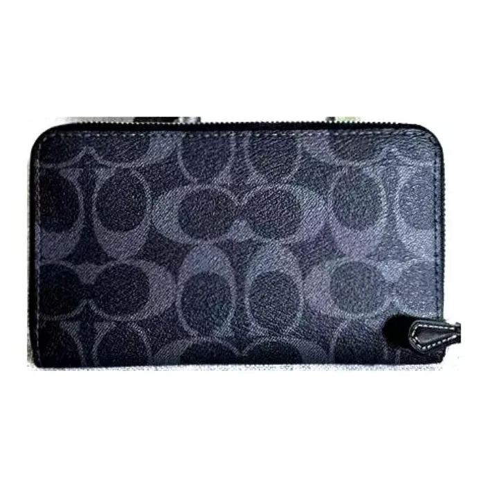 COACH Id Zip Wallet Coated Canvas Wallet Trumpets Women's Midnight Marine Blue-3