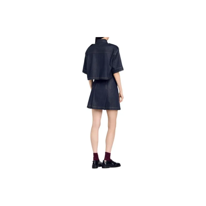 Sandro Cropped Denim Shirt-2