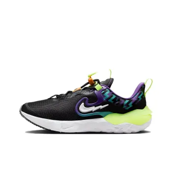 Nike Run Flow SE GS Slip Resistant Low Top Kids' Running Shoes Black Green Teenagers