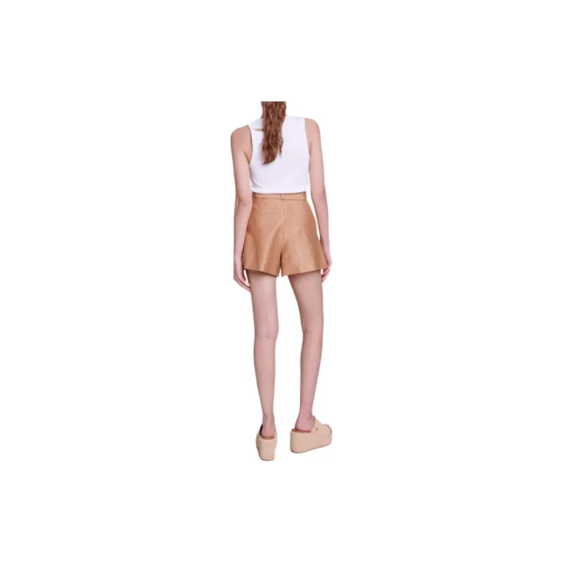 Maje Inverted pleat Belted Shorts-2