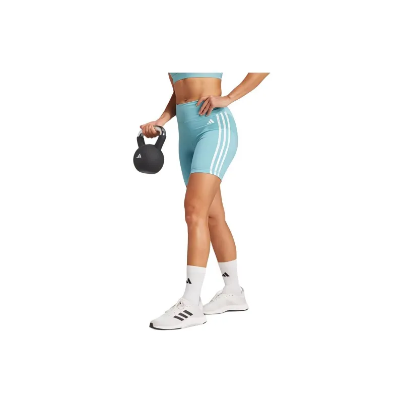 Adidas ESSENTIALS Training 3-Stripes High-Waisted Short Leggings Sports Shorts Women's Mint Green-2