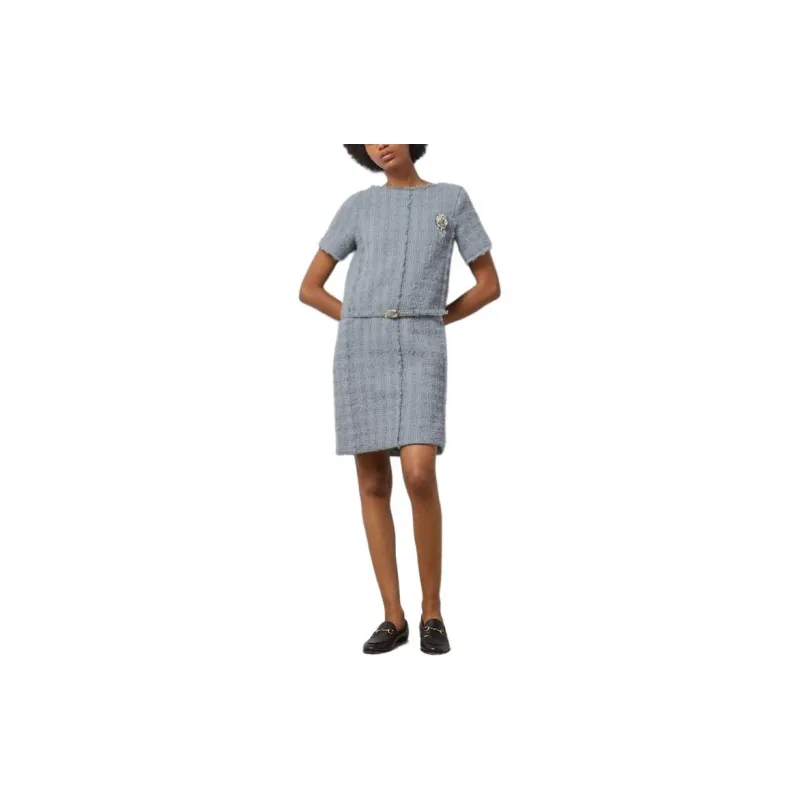 GUCCI Tweed Short-Sleeve Dress-1