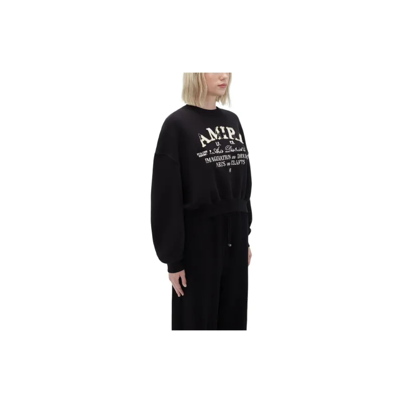 AMIRI Distressed Arts District Crew Sweatshirt 'Black'-3