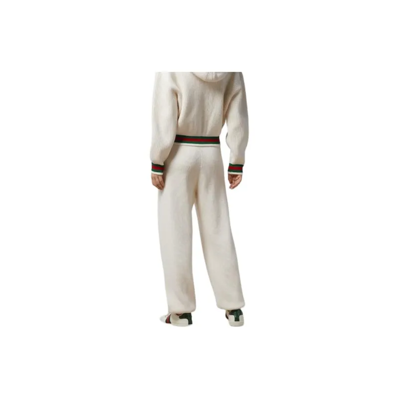 GUCCI SS24 Knitted Sports Pants Women's Ivory White-2