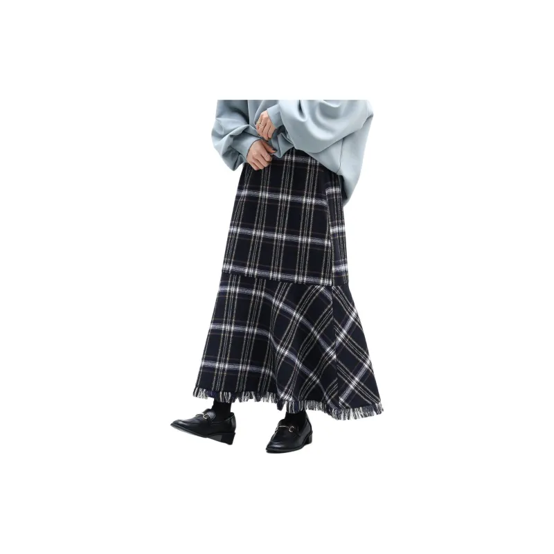 Beams Casual Long Skirt Women's Marine Blue-4