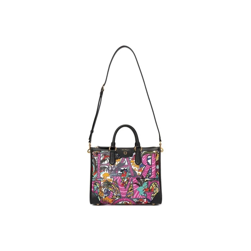 FERRAGAMO Nylon Shoulder Bag Crossbody Bag Handbag Medium Size Women's Black & Multicolor-1