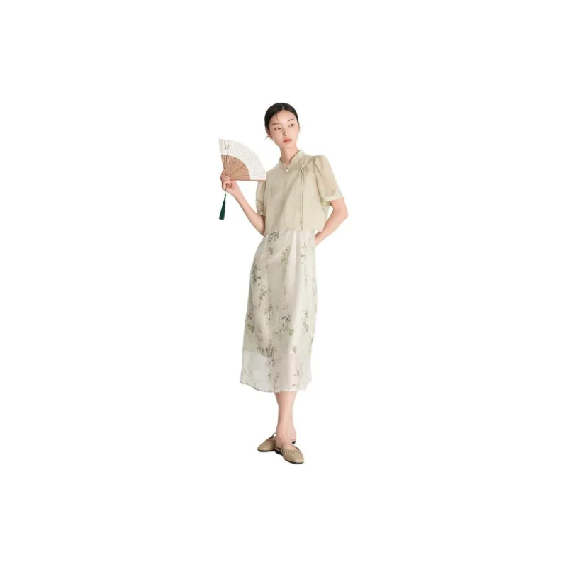Fragment Skirt Set Women's White Green-1