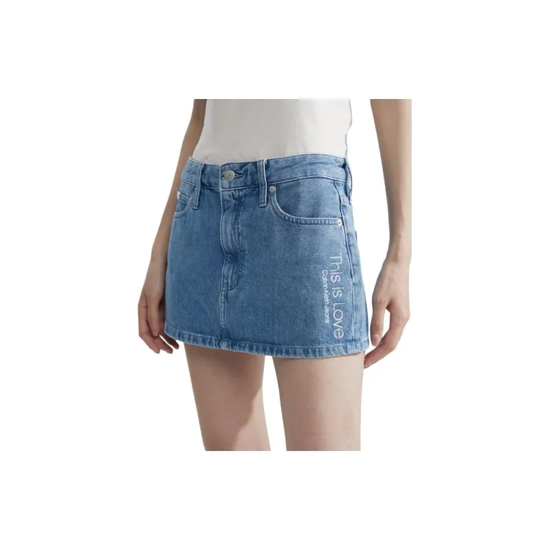 CALVIN KLEIN Denim Short Skirts Women's Denim Blue-4