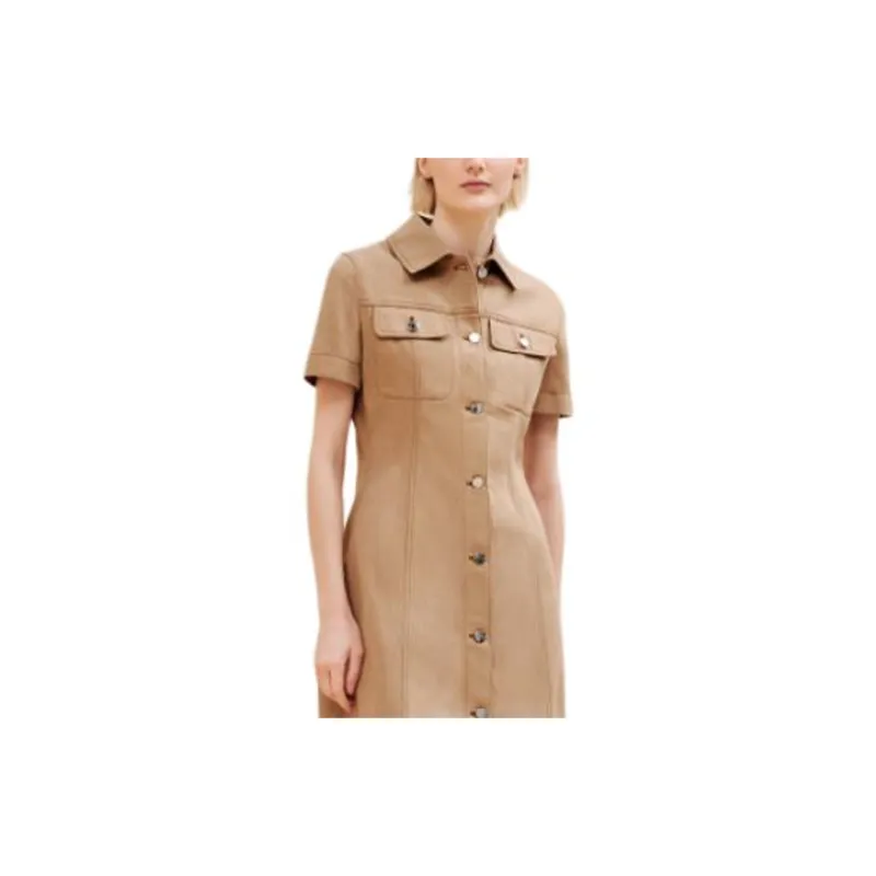 HERMES FW24 Short Sleeved Dress Women's Marble Beige-3