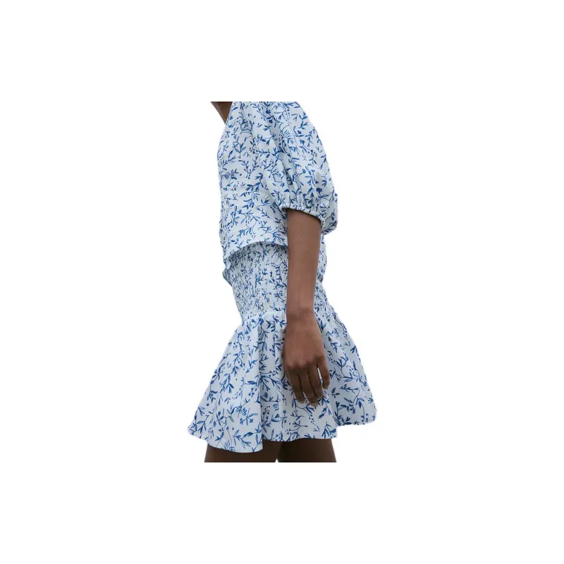 H&M Casual Short Skirts Women's White/Blue Floral-3