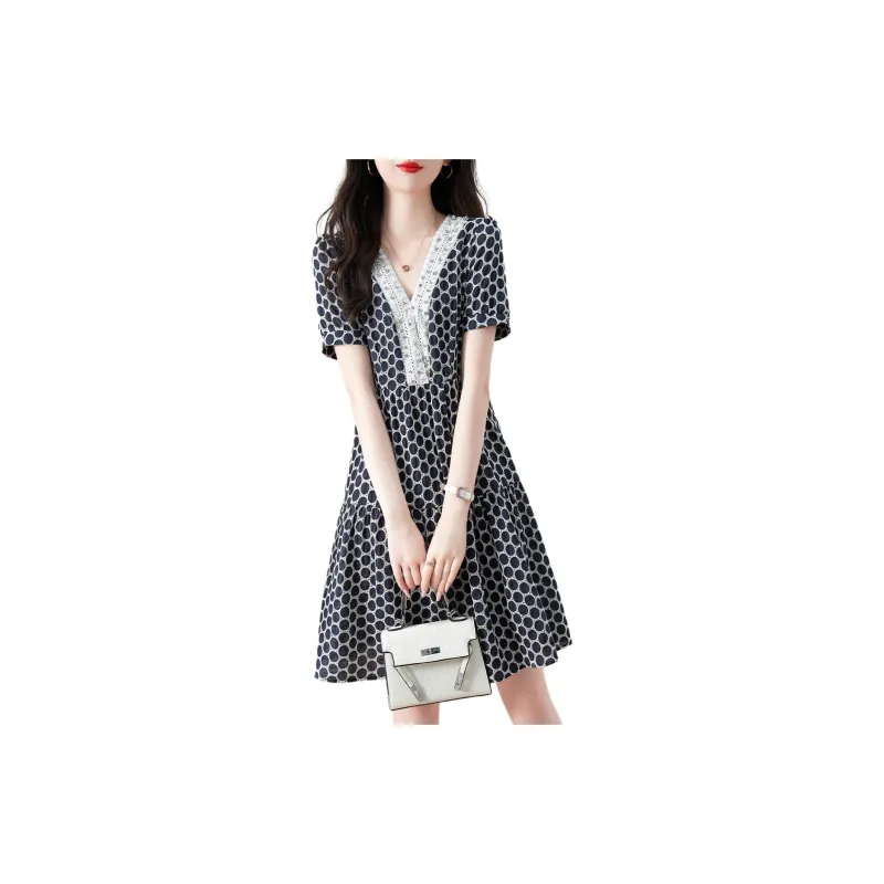 XWI Short Sleeved Dress Women's Navy Blue-1