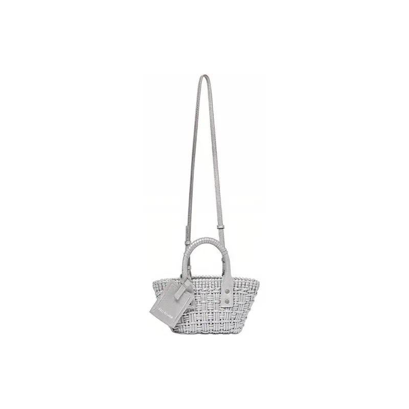 Balenciaga BISTRO Interior Zip Pocket Basket Bag Hand Held Shoulder Crossbody Bag Mini Women's Gray-1