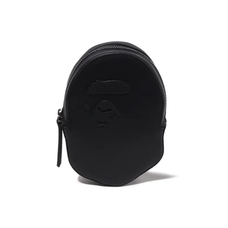A BATHING APE Cow Leather Shoulder Bag, Crossbody Bag Mini Unisex Black-1