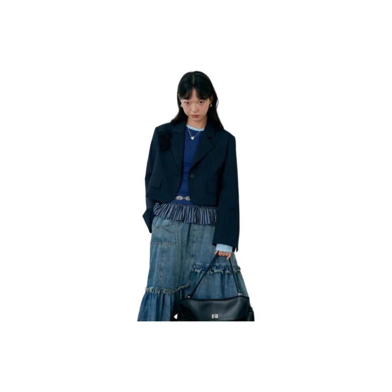 BLUEerror Business Suit Women's Navy Blue Stripes-1