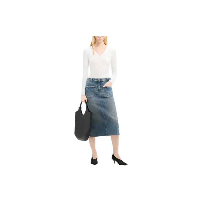 COURREGES 2 Pocket Denim Skirt 'Vintage Medium Blue'-2