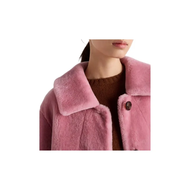 PRADA Logo Patch Shearling Jacket-5