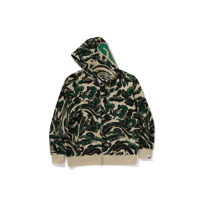 Bape Marbling Camo Shark Relaxed Fit Full Zip Hoodie-7