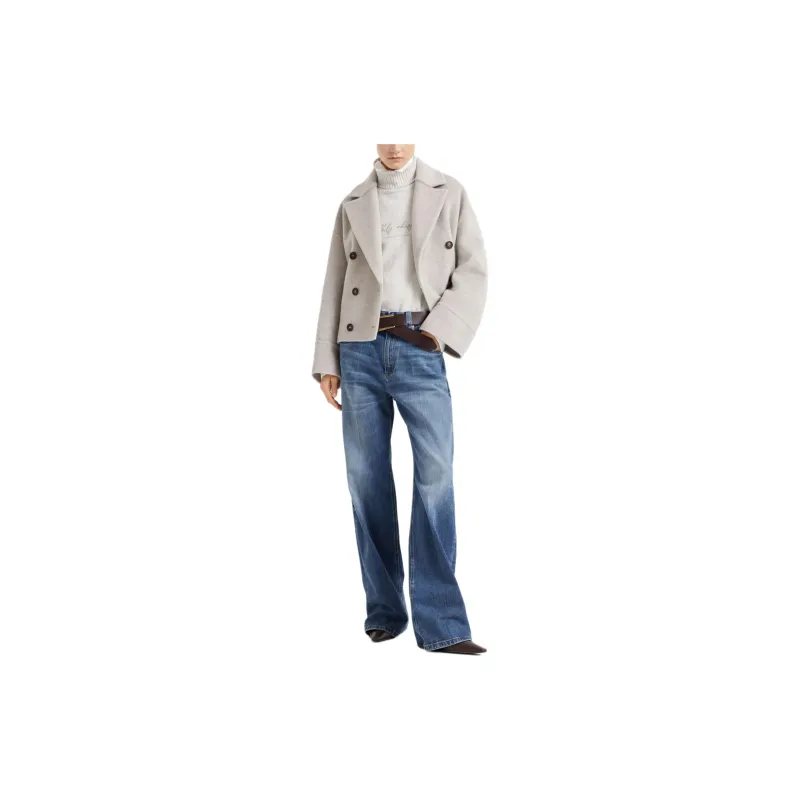 Brunello Cucinelli Logo Patch High Waist Straight Leg Jeans-1