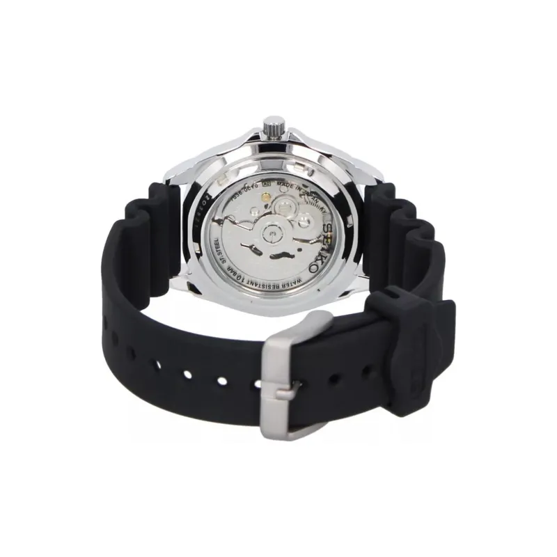 SEIKO Automatic Mechanical Movement Rubber Strap Watch Men's Watch Black Dial-3