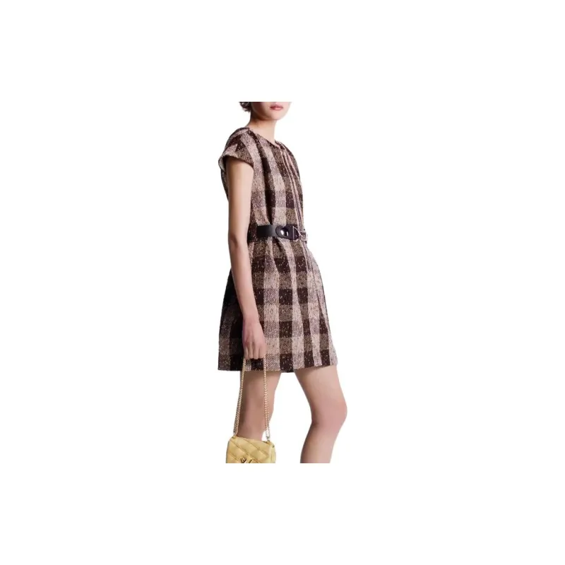 LOUIS VUITTON Check Tweed Utility Detail Dress-3