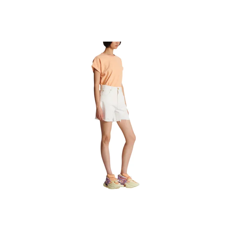 BALMAIN Denim Shorts Women's White-3