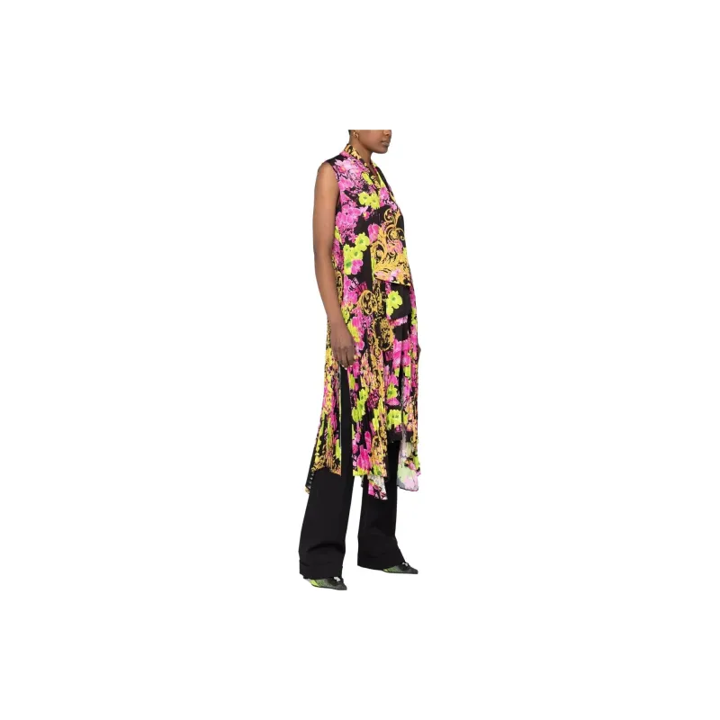 VERSACE Floral Printed Asymmetric Sleeveless Dress-3