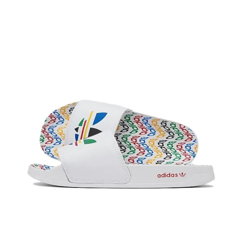 Adidas Adilette Slides Anti Slip Wear Resistant Kids' Slippers White Teenagers-3