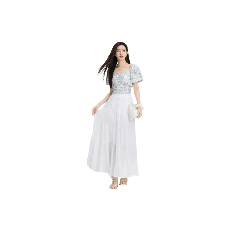 PZGE Casual Long Skirts Women's White-1