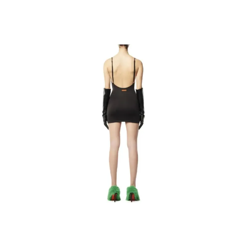 HERON PRESTON Logo Patch Lace-Up Mini Dress-3