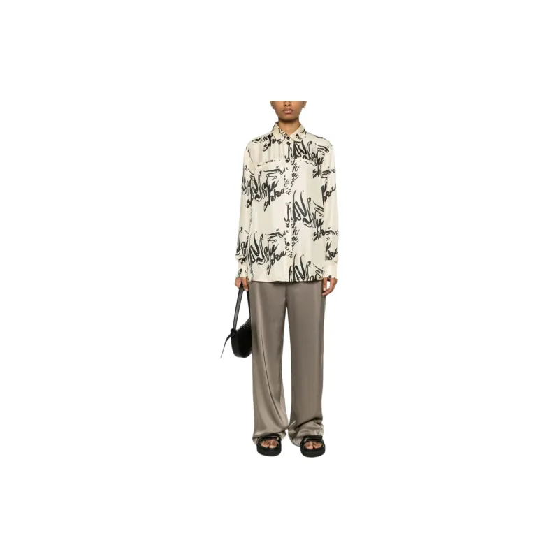 NANUSHKA Calligraphy print Silk Shirt-1