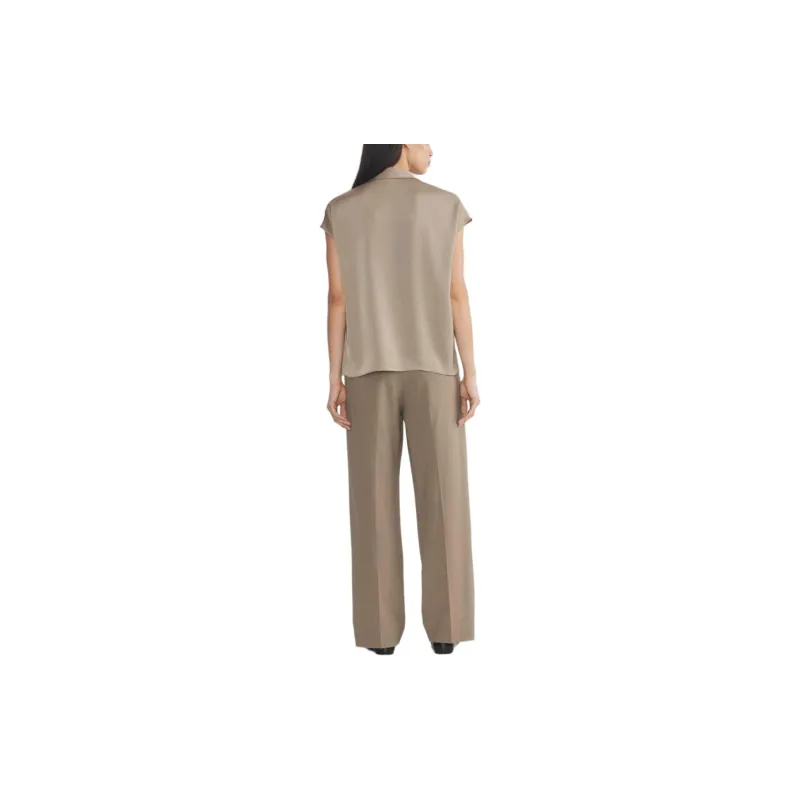 ARITZIA Babaton Parkway Satin Shirt Shirt Women's Nomad Taupe/Nomad Gray Umber-2