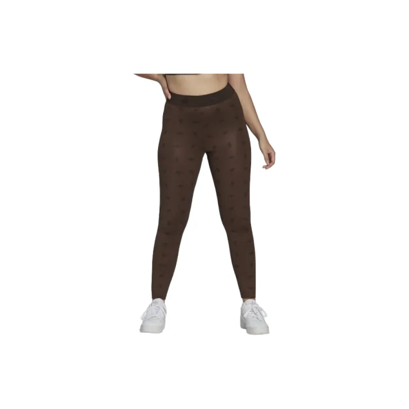 Adidas ALLOVER PRINT 7/8 HIGH WAIST ALLOVER PRINT LEGGINGS Athletic Trousers Women's Brown-1