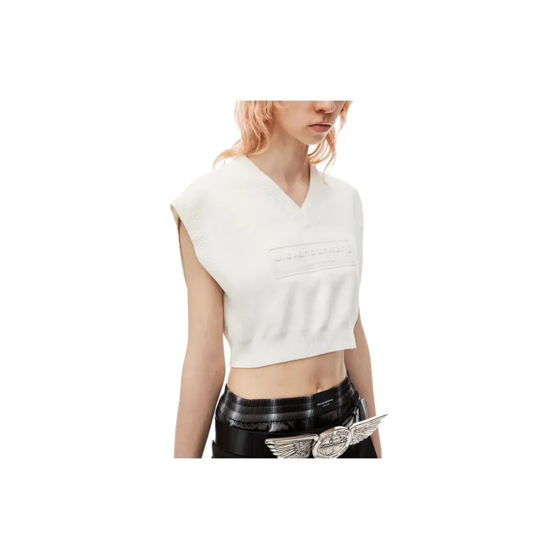Alexander Wang Logo embossed Cropped Knitted Top-4